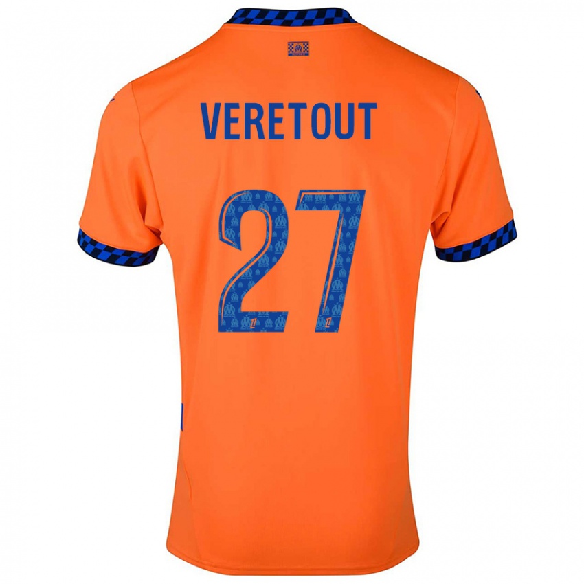 Bambino Maglia Jordan Veretout #27 Arancione Blu Scuro Kit Gara Third 2024/25 Maglietta