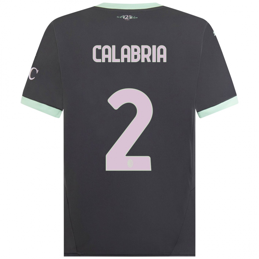 Bambino Maglia Davide Calabria #2 Grigio Kit Gara Third 2024/25 Maglietta