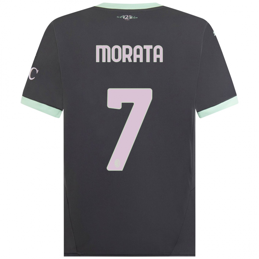 Bambino Maglia Alvaro Morata #7 Grigio Kit Gara Third 2024/25 Maglietta