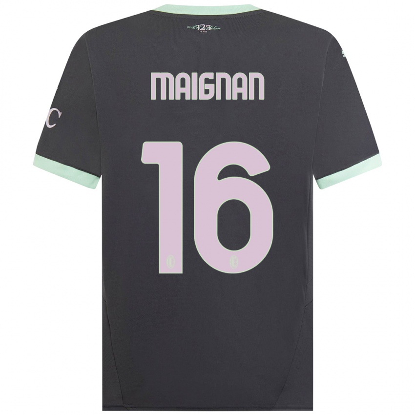 Bambino Maglia Mike Maignan #16 Grigio Kit Gara Third 2024/25 Maglietta