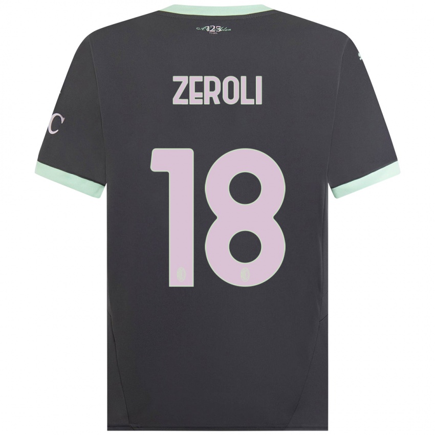 Bambino Maglia Kevin Zeroli #18 Grigio Kit Gara Third 2024/25 Maglietta