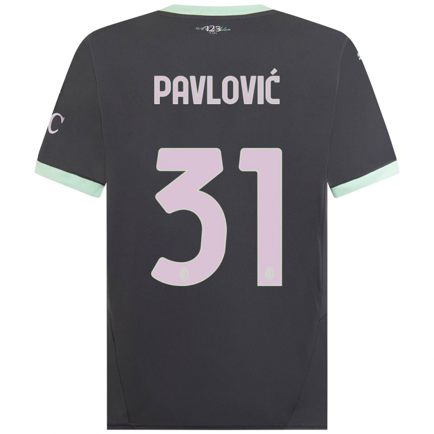 Bambino Maglia Strahinja Pavlović #31 Grigio Kit Gara Third 2024/25 Maglietta