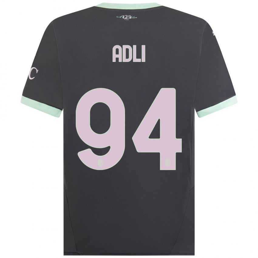 Bambino Maglia Yacine Adli #94 Grigio Kit Gara Third 2024/25 Maglietta