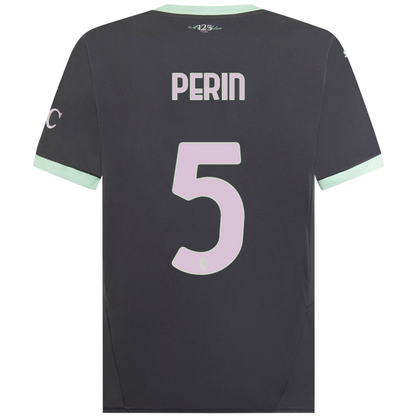 Bambino Maglia Ernesto Perin #5 Grigio Kit Gara Third 2024/25 Maglietta