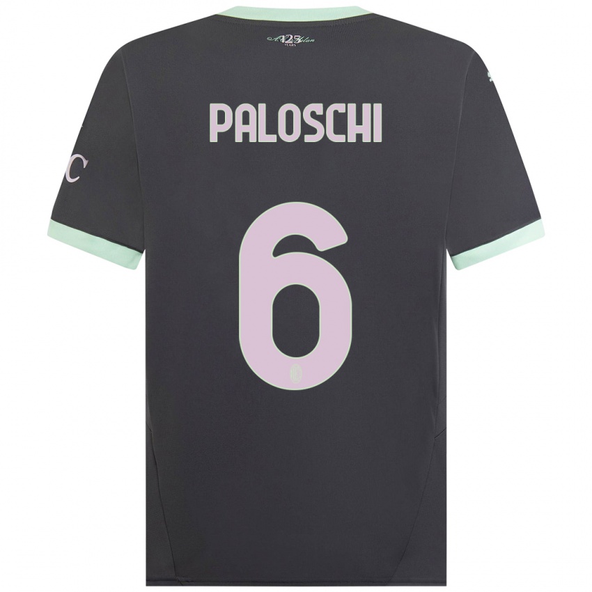 Bambino Maglia Dorian Paloschi #6 Grigio Kit Gara Third 2024/25 Maglietta