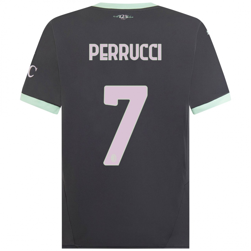 Bambino Maglia Vincenzo Perrucci #7 Grigio Kit Gara Third 2024/25 Maglietta