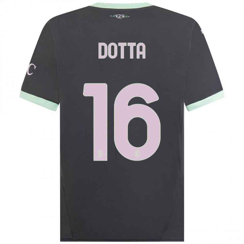 Bambino Maglia Cristiano Dotta #16 Grigio Kit Gara Third 2024/25 Maglietta