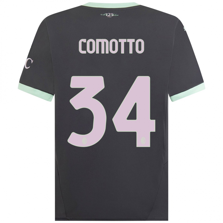 Bambino Maglia Christian Comotto #34 Grigio Kit Gara Third 2024/25 Maglietta