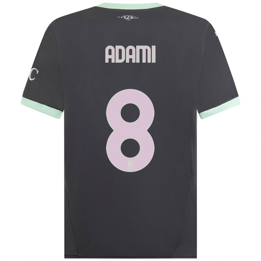 Bambino Maglia Greta Adami #8 Grigio Kit Gara Third 2024/25 Maglietta