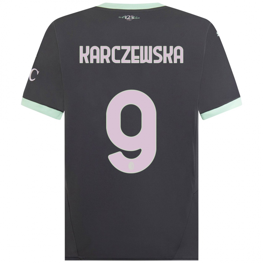 Bambino Maglia Nikola Karczewska #9 Grigio Kit Gara Third 2024/25 Maglietta