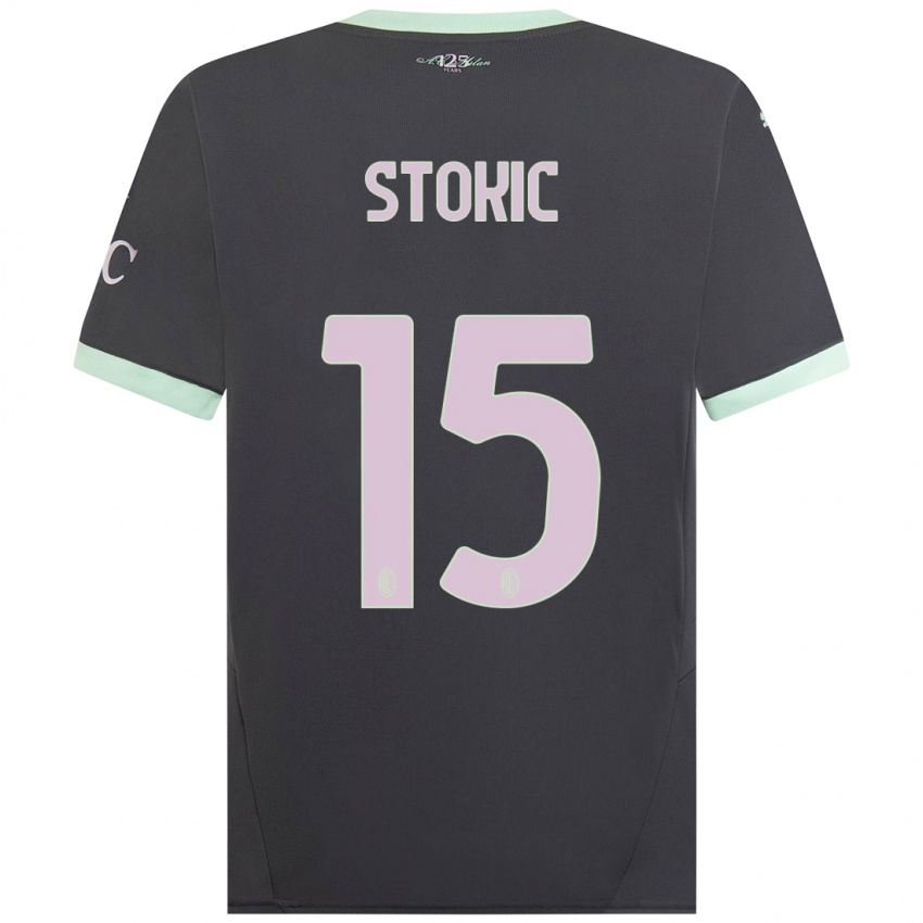 Bambino Maglia Sara Stokić #15 Grigio Kit Gara Third 2024/25 Maglietta