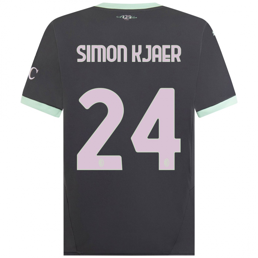 Bambino Maglia Simon Kjaer #24 Grigio Kit Gara Third 2024/25 Maglietta