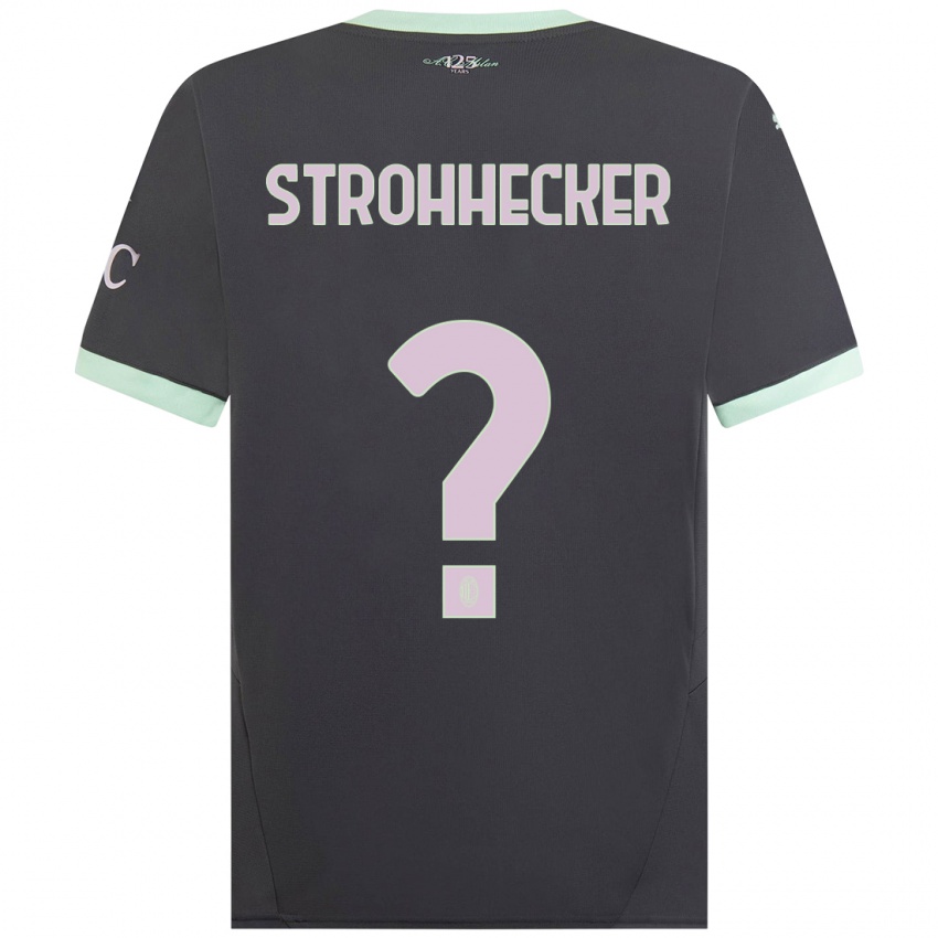 Bambino Maglia Riccardo Strohhecker #0 Grigio Kit Gara Third 2024/25 Maglietta