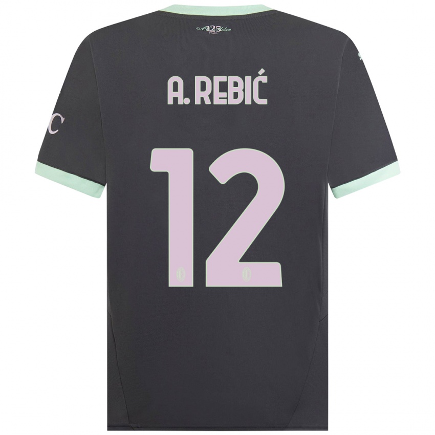 Bambino Maglia Ante Rebic #12 Grigio Kit Gara Third 2024/25 Maglietta