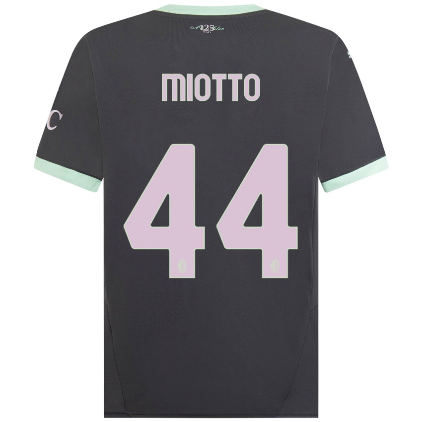 Bambino Maglia Giorgia Miotto #44 Grigio Kit Gara Third 2024/25 Maglietta