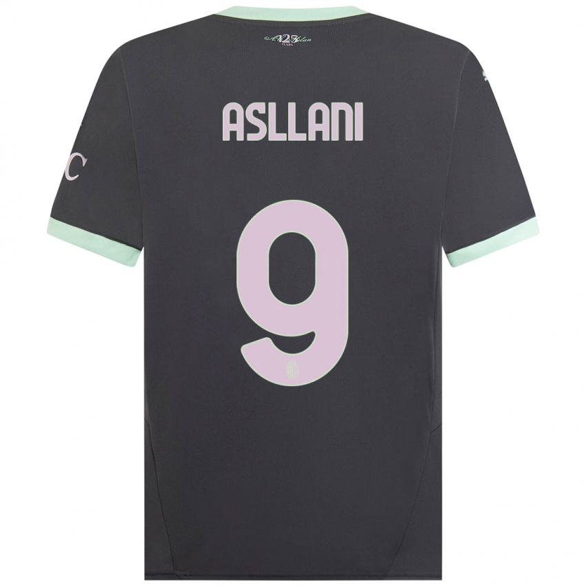 Bambino Maglia Kosovare Asllani #9 Grigio Kit Gara Third 2024/25 Maglietta