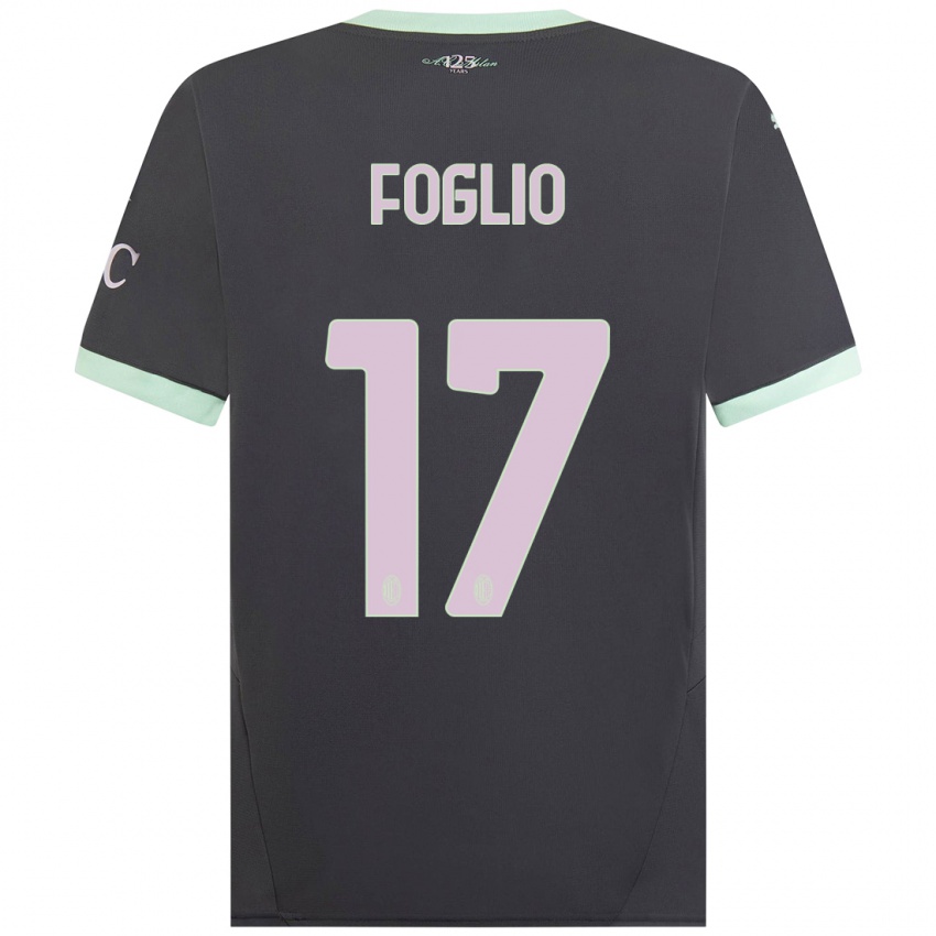 Bambino Maglia Christian Foglio #17 Grigio Kit Gara Third 2024/25 Maglietta