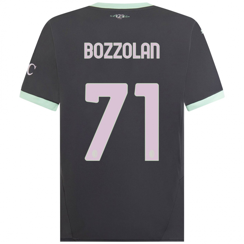 Bambino Maglia Andrea Bozzolan #71 Grigio Kit Gara Third 2024/25 Maglietta