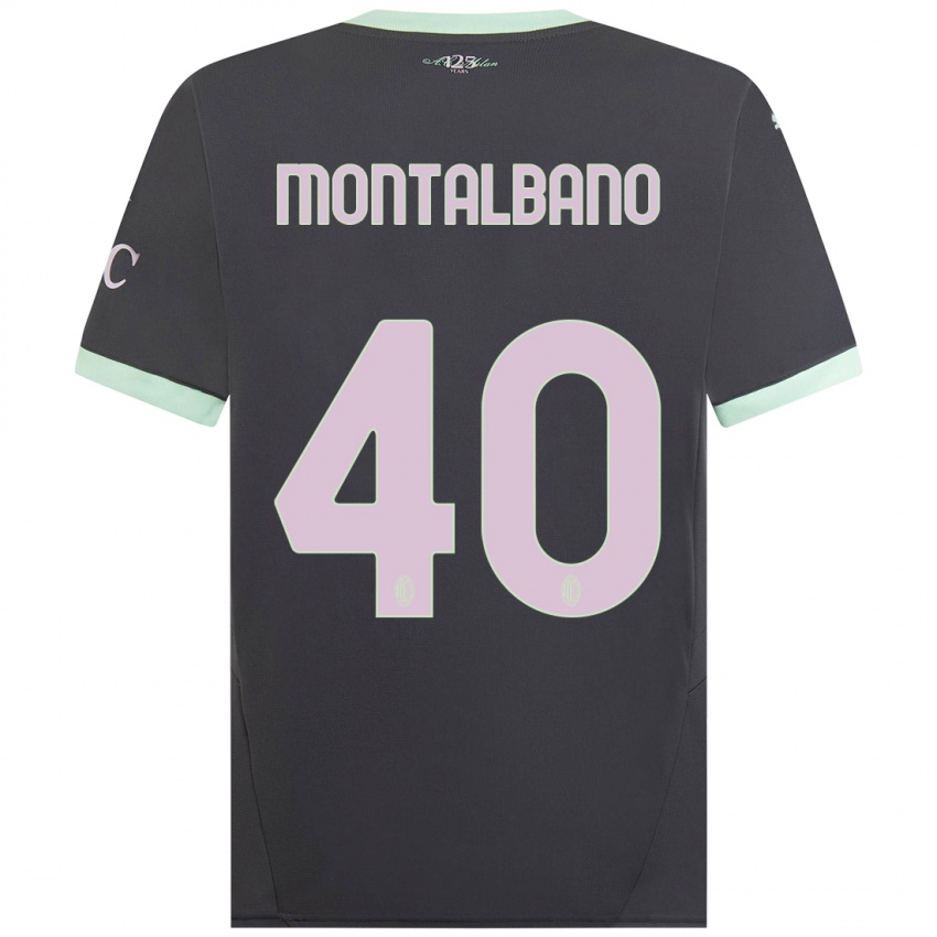 Bambino Maglia Nicolo Montalbano #40 Grigio Kit Gara Third 2024/25 Maglietta