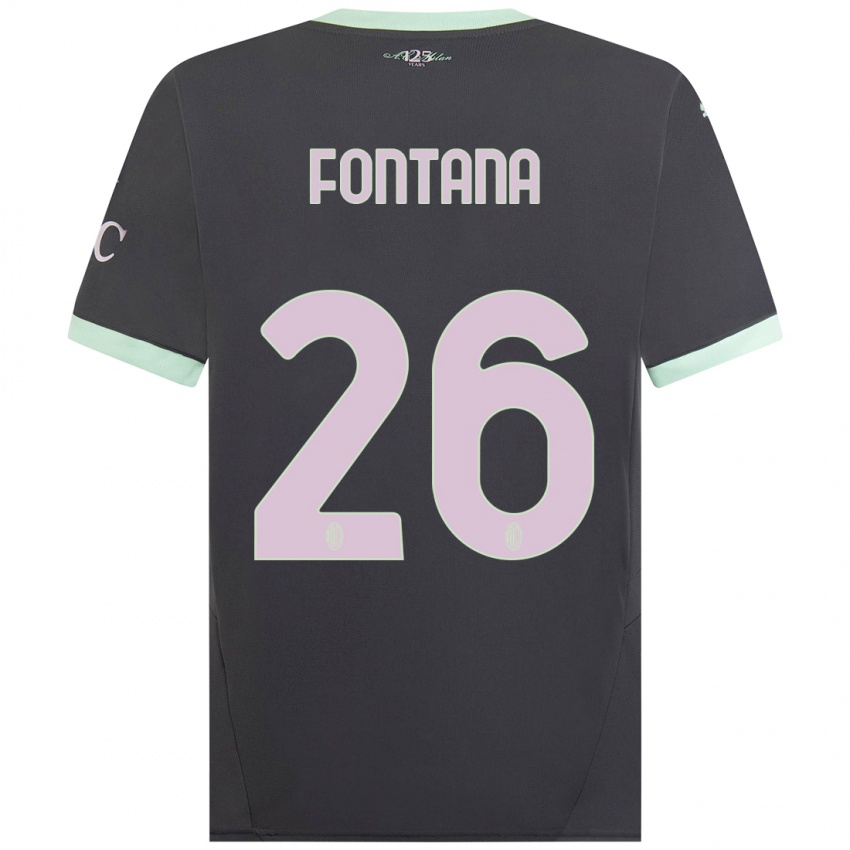 Bambino Maglia Francesco Fontana #26 Grigio Kit Gara Third 2024/25 Maglietta