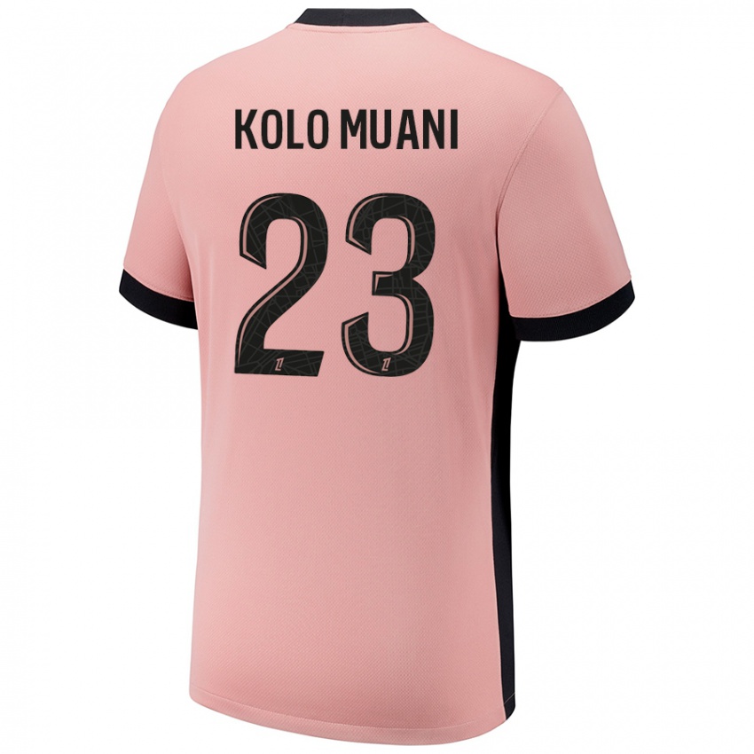 Bambino Maglia Randal Kolo Muani #23 Rosa Ruggine Kit Gara Third 2024/25 Maglietta