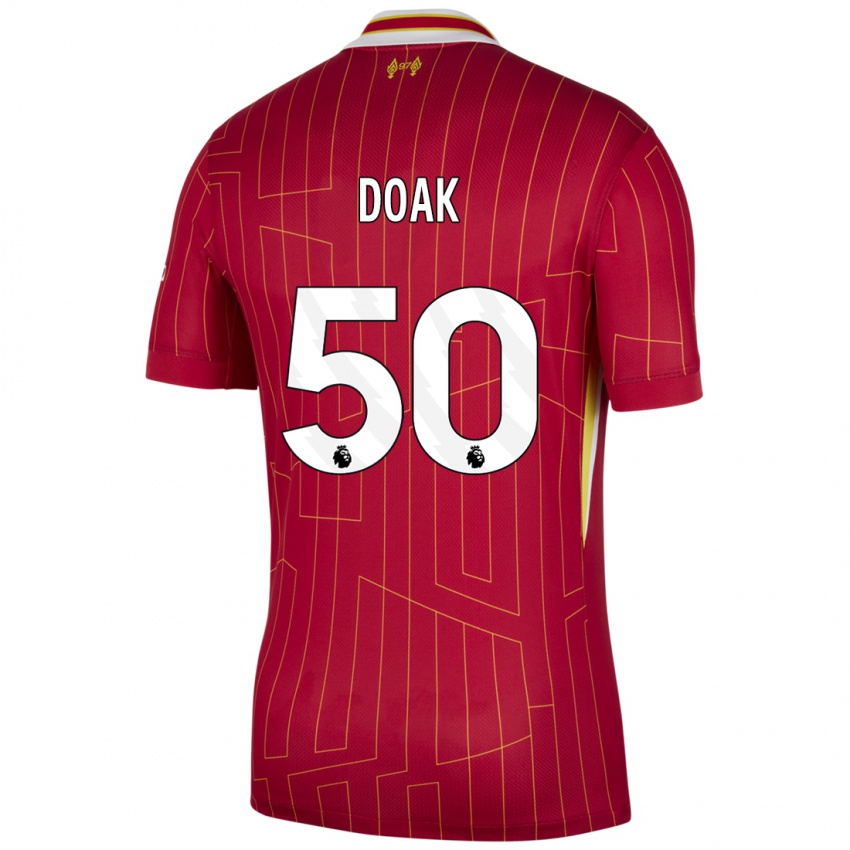 Uomo Maglia Ben Doak #50 Rosso Giallo Bianco Kit Gara Home 2024/25 Maglietta