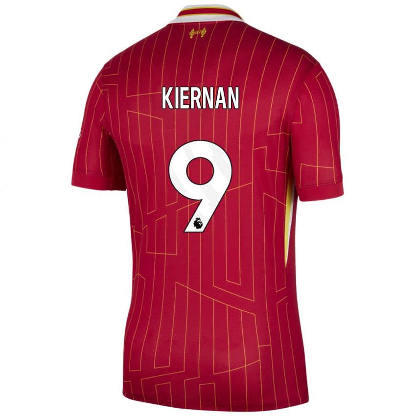 Uomo Maglia Leanne Kiernan #9 Rosso Giallo Bianco Kit Gara Home 2024/25 Maglietta