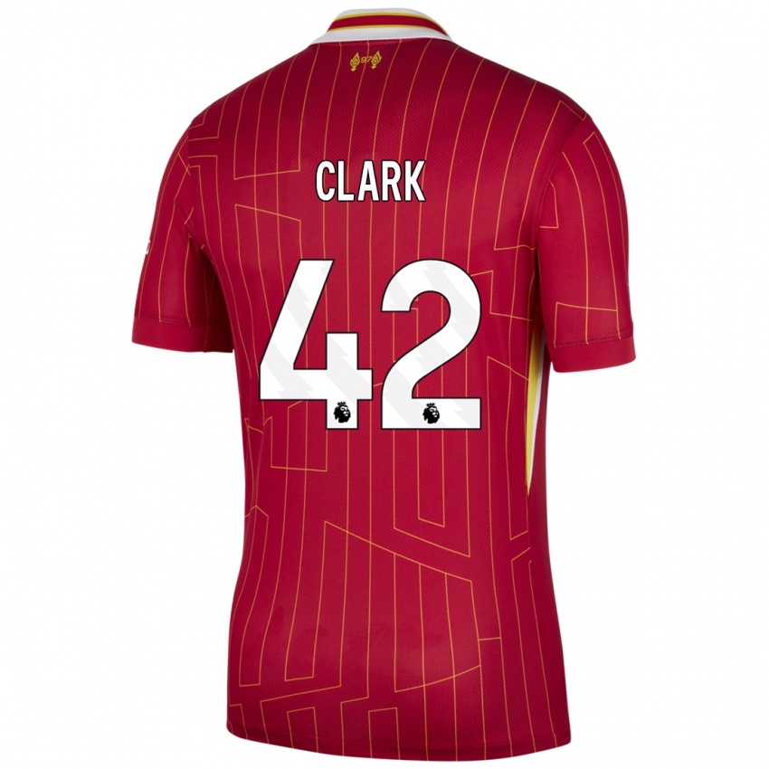 Uomo Maglia Bobby Clark #42 Rosso Giallo Bianco Kit Gara Home 2024/25 Maglietta