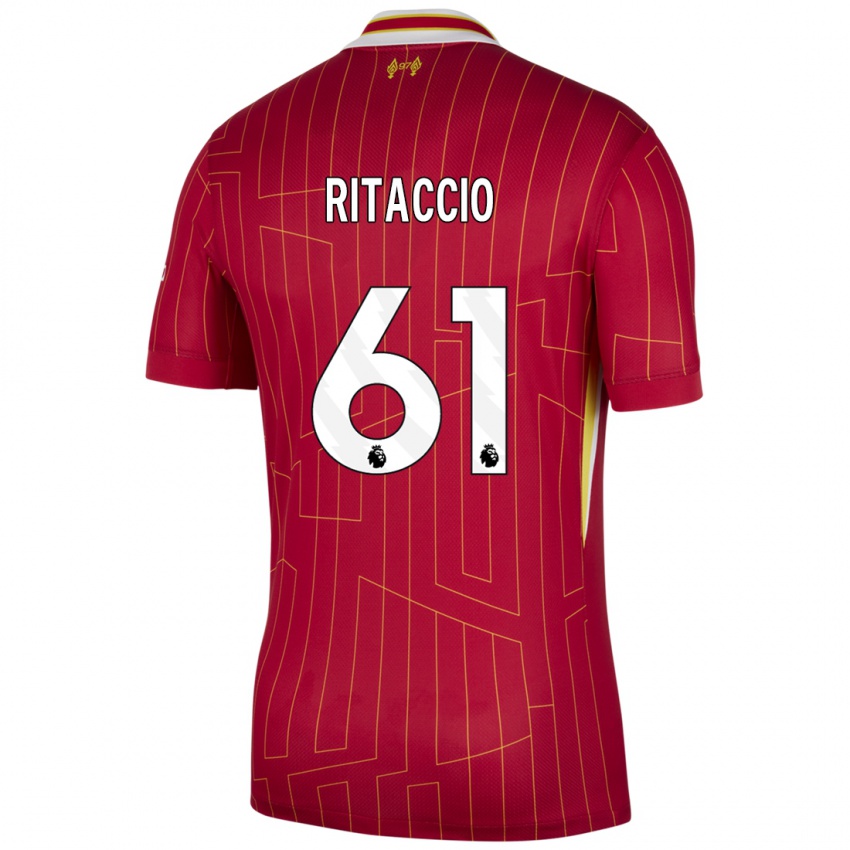 Uomo Maglia Matteo Ritaccio #61 Rosso Giallo Bianco Kit Gara Home 2024/25 Maglietta