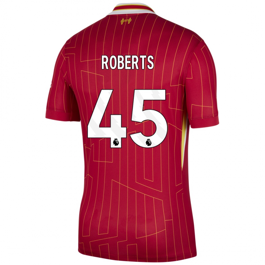 Uomo Maglia Iwan Roberts #45 Rosso Giallo Bianco Kit Gara Home 2024/25 Maglietta