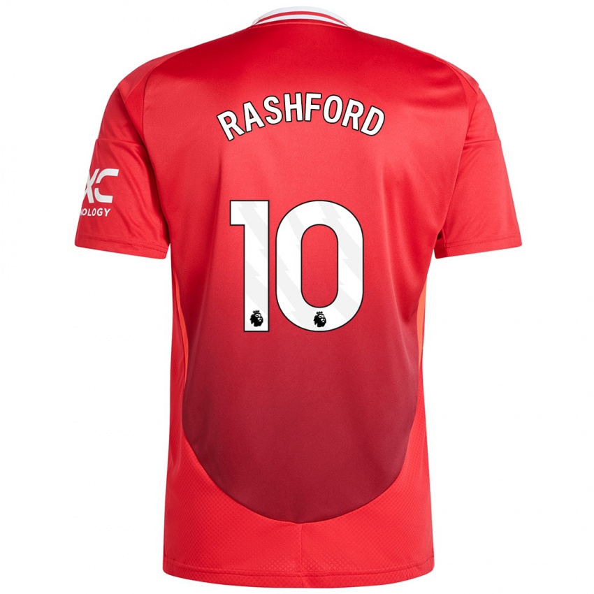 Uomo Maglia Marcus Rashford #10 Rosso Brillante Kit Gara Home 2024/25 Maglietta