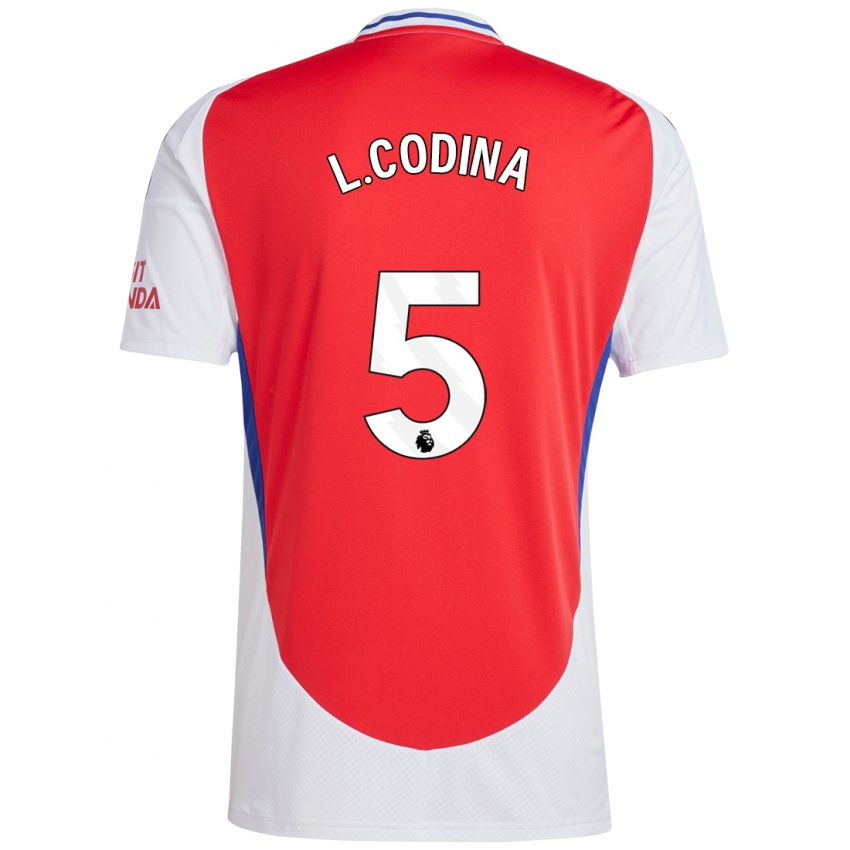 Uomo Maglia Laia Codina #5 Rosso Bianco Kit Gara Home 2024/25 Maglietta