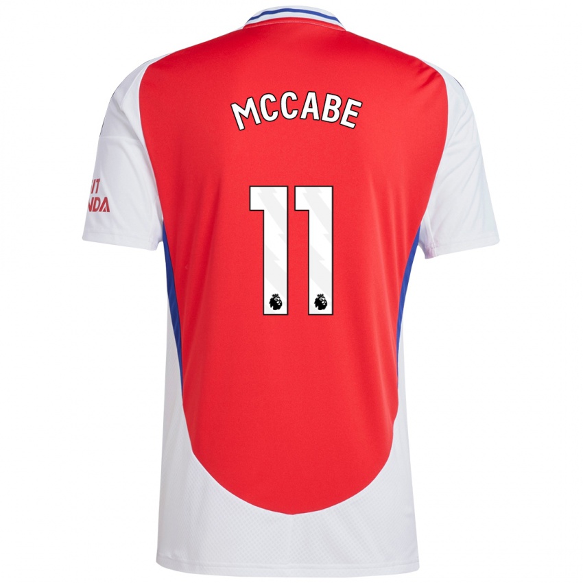 Uomo Maglia Katie Mccabe #11 Rosso Bianco Kit Gara Home 2024/25 Maglietta