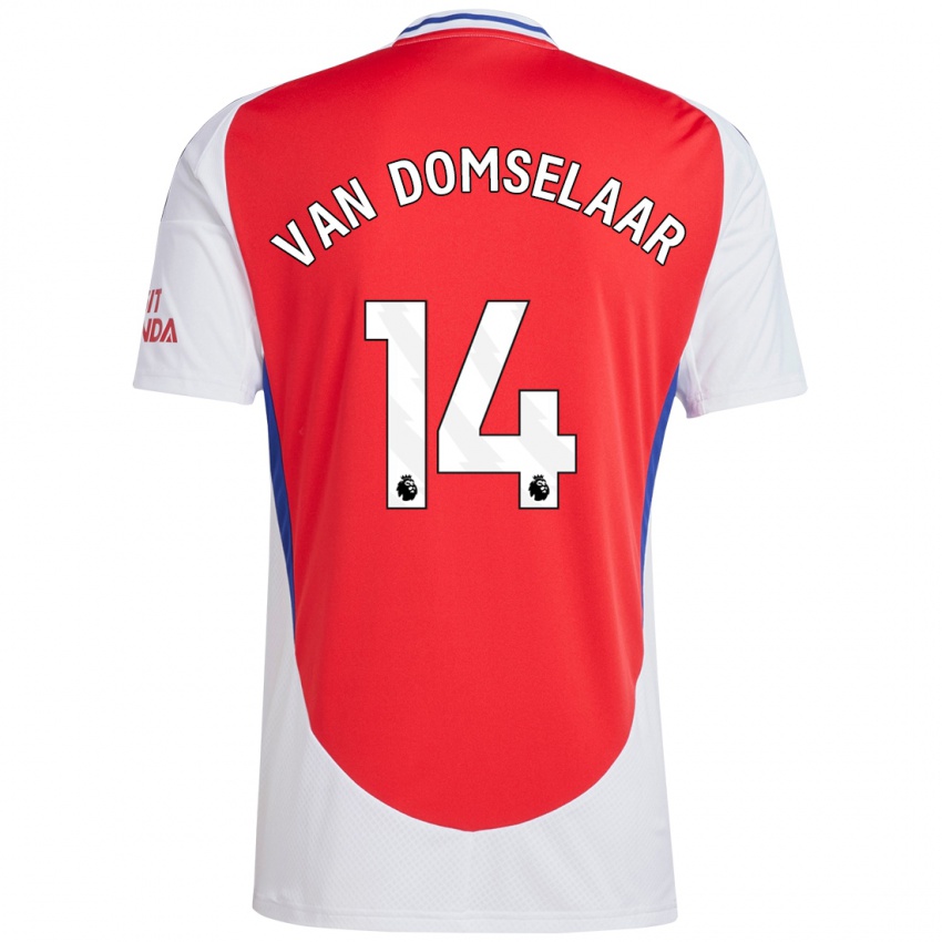 Uomo Maglia Daphne Van Domselaar #14 Rosso Bianco Kit Gara Home 2024/25 Maglietta