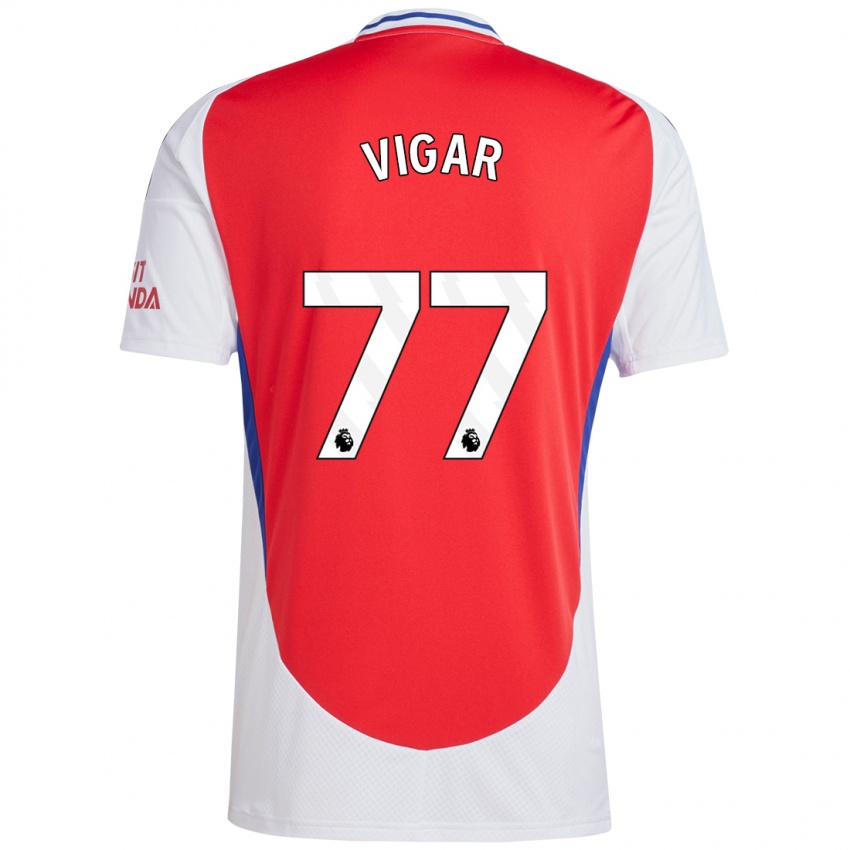 Uomo Maglia Billy Vigar #77 Rosso Bianco Kit Gara Home 2024/25 Maglietta