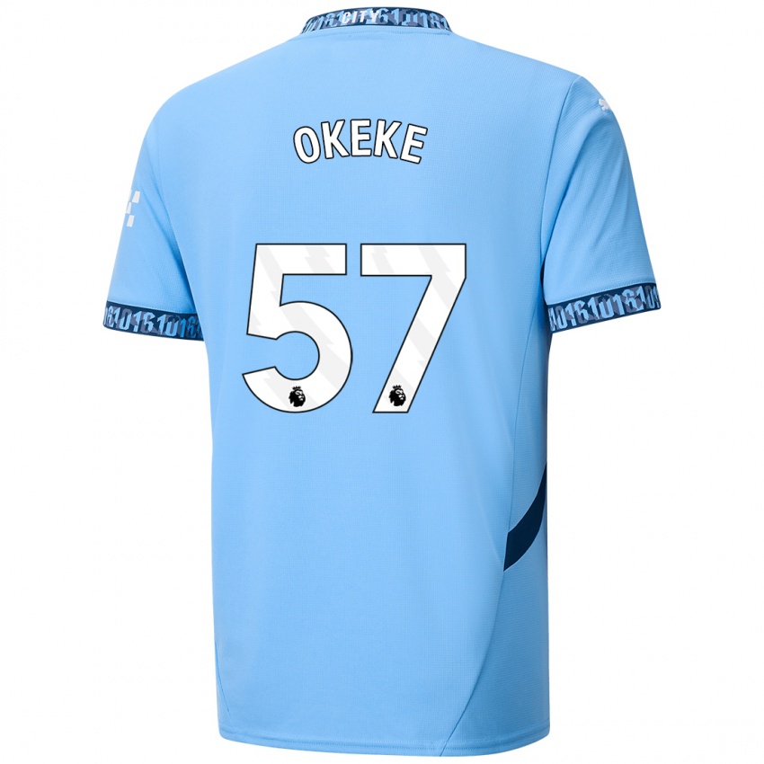 Uomo Maglia Michael Okeke #57 Blu Navy Kit Gara Home 2024/25 Maglietta