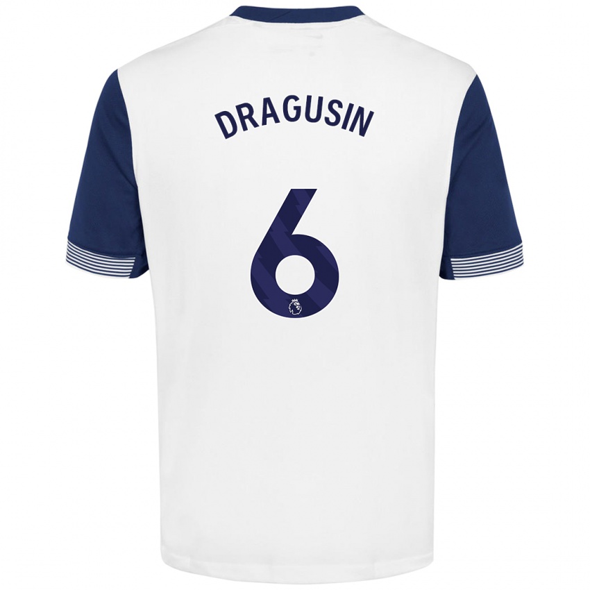 Uomo Maglia Radu Drăgușin #6 Bianco Blu Kit Gara Home 2024/25 Maglietta