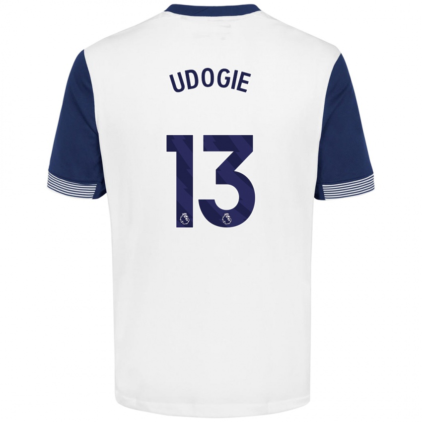 Uomo Maglia Destiny Udogie #13 Bianco Blu Kit Gara Home 2024/25 Maglietta