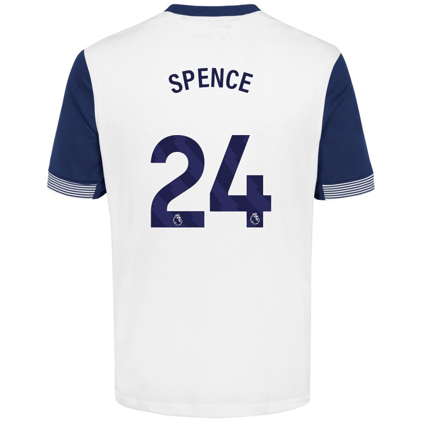 Uomo Maglia Djed Spence #24 Bianco Blu Kit Gara Home 2024/25 Maglietta