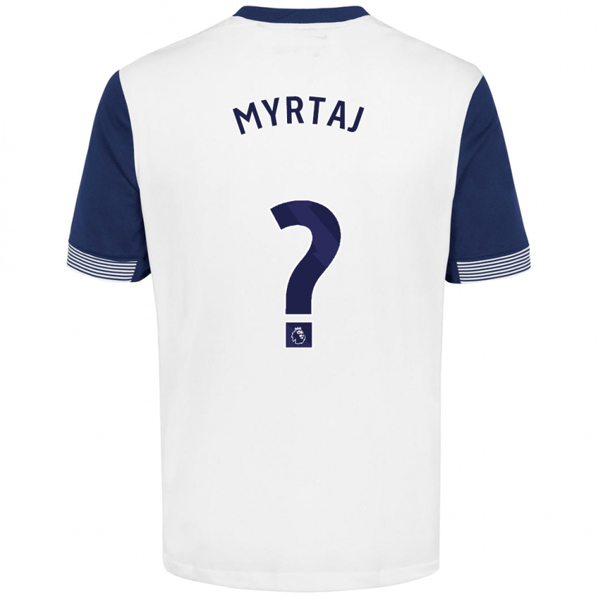 Uomo Maglia Leon Myrtaj #0 Bianco Blu Kit Gara Home 2024/25 Maglietta