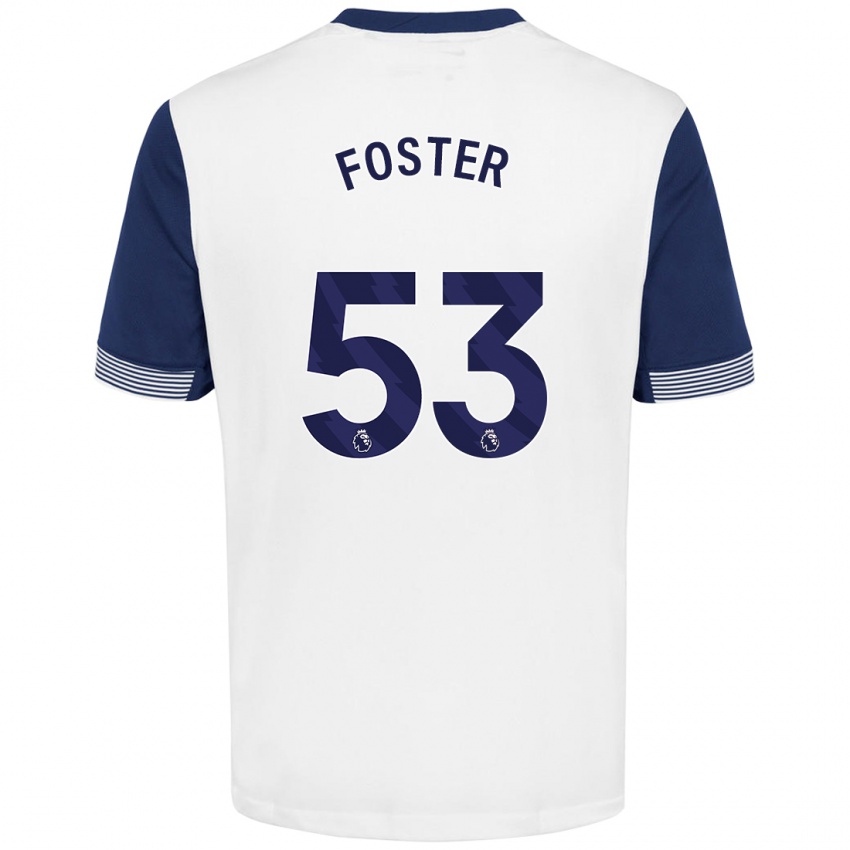 Uomo Maglia Brooklyn Lyons Foster #53 Bianco Blu Kit Gara Home 2024/25 Maglietta