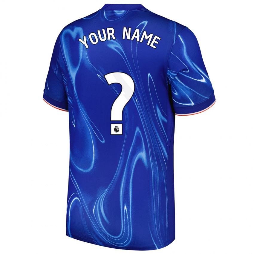 Uomo Maglia Il Tuo Nome #0 Blu Bianco Kit Gara Home 2024/25 Maglietta