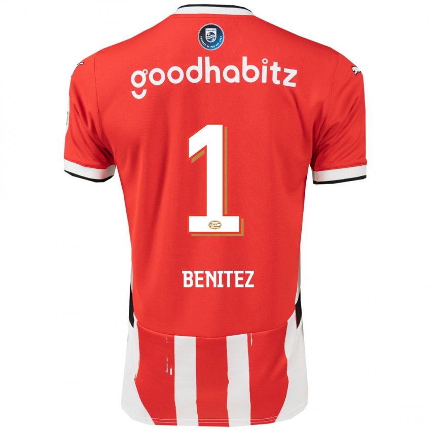 Uomo Maglia Walter Benitez #1 Rosso Bianco Kit Gara Home 2024/25 Maglietta