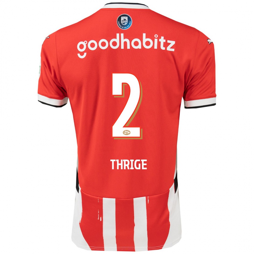 Uomo Maglia Sara Thrige #2 Rosso Bianco Kit Gara Home 2024/25 Maglietta