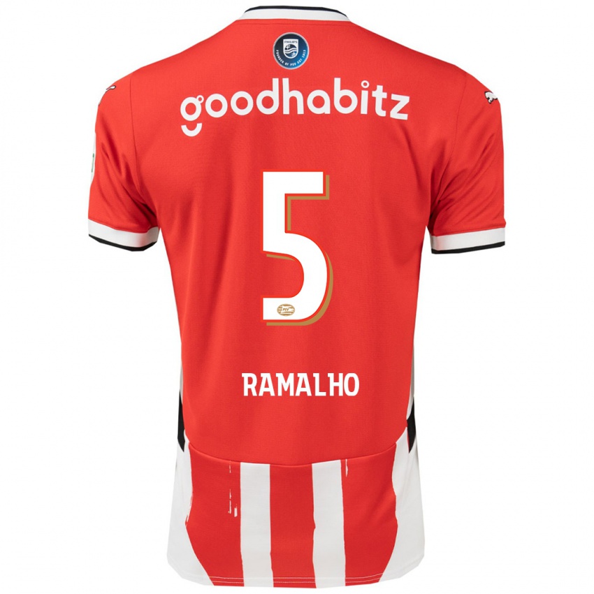 Uomo Maglia Andre Ramalho #5 Rosso Bianco Kit Gara Home 2024/25 Maglietta