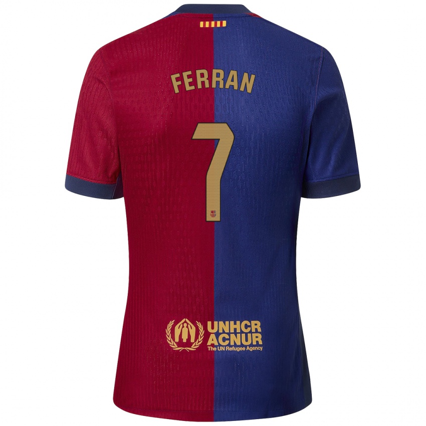 Uomo Maglia Ferran Torres #7 Blu Rosso Kit Gara Home 2024/25 Maglietta