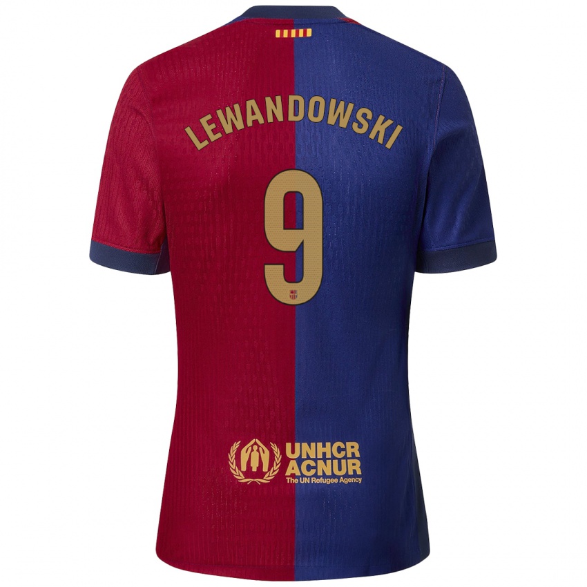 Uomo Maglia Robert Lewandowski #9 Blu Rosso Kit Gara Home 2024/25 Maglietta