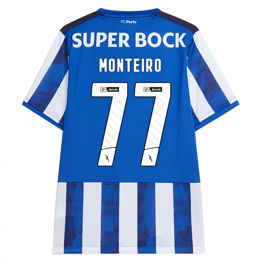 Uomo Maglia Rui Monteiro #77 Blu Bianco Kit Gara Home 2024/25 Maglietta