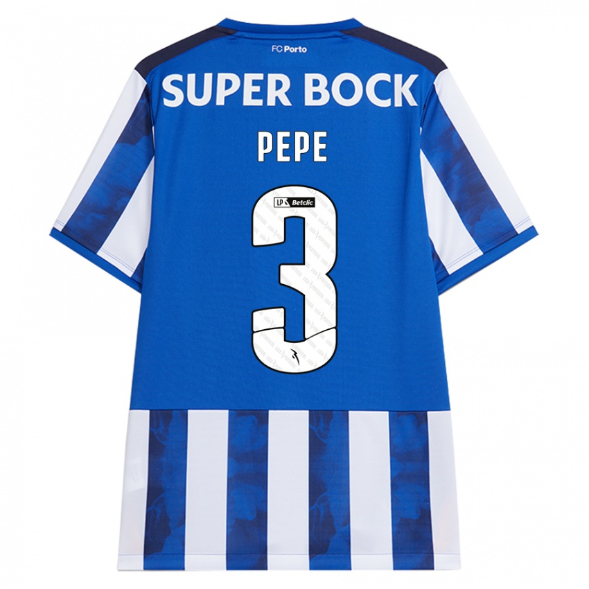 Uomo Maglia Pepe #3 Blu Bianco Kit Gara Home 2024/25 Maglietta