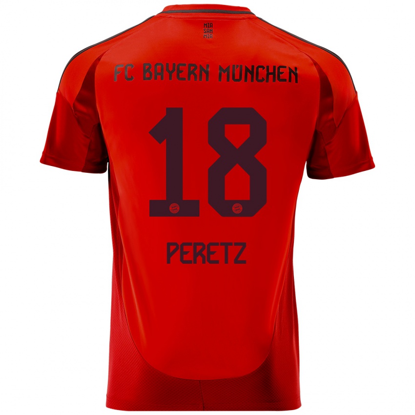 Uomo Maglia Daniel Peretz #18 Rosso Kit Gara Home 2024/25 Maglietta